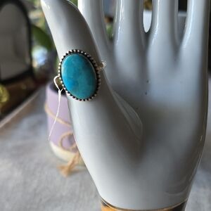 925 Sterling Silver~Mohave Turquoise Ring~Sz 10